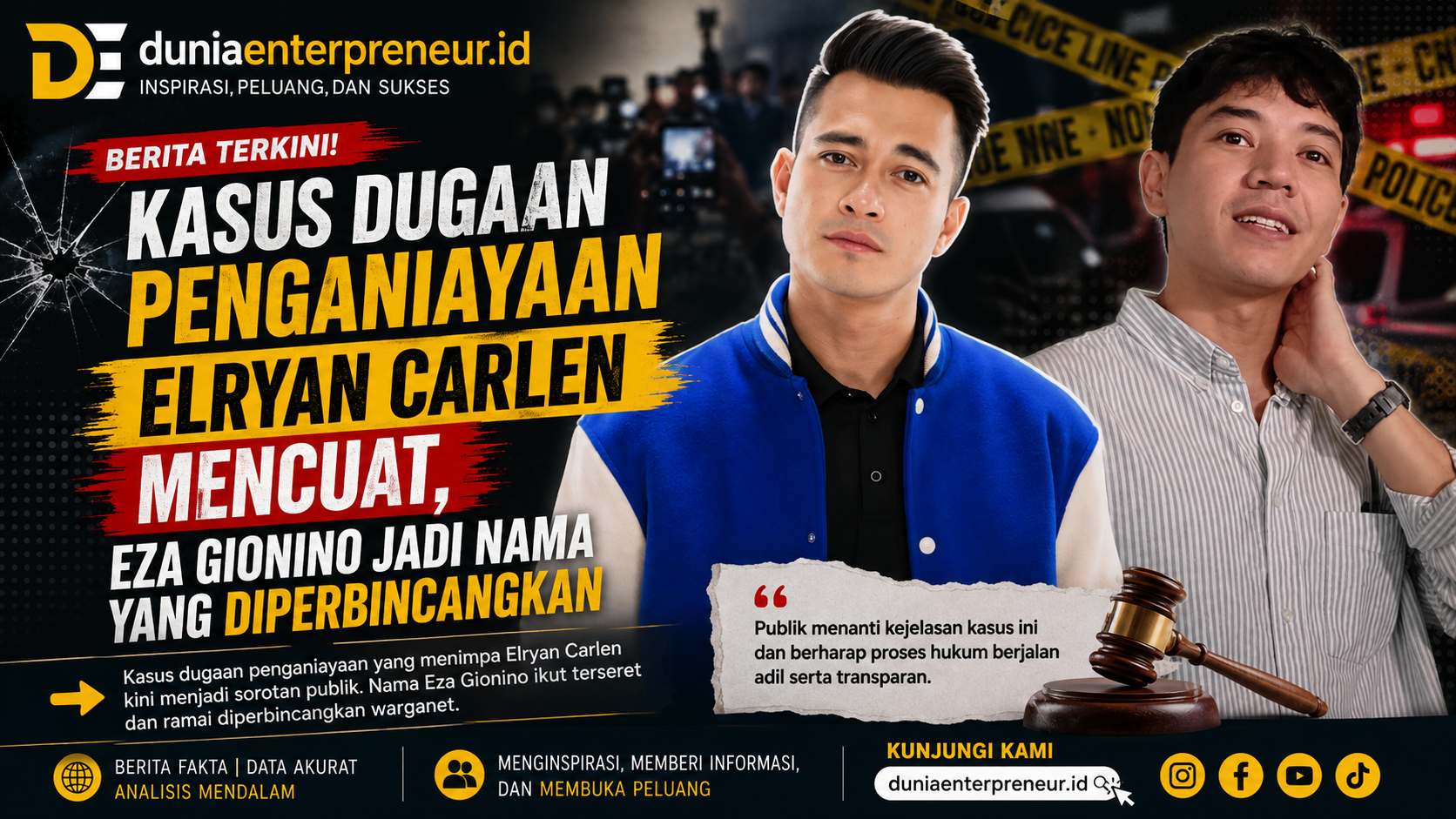 Kasus Dugaan Penganiayaan Elryan Carlen Mencuat, Eza Gionino Jadi Nama yang Diperbincangkan