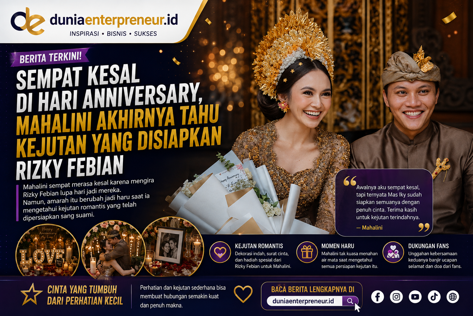 Sempat Kesal di Hari Anniversary, Mahalini Akhirnya Tahu Kejutan yang Disiapkan Rizky Febian