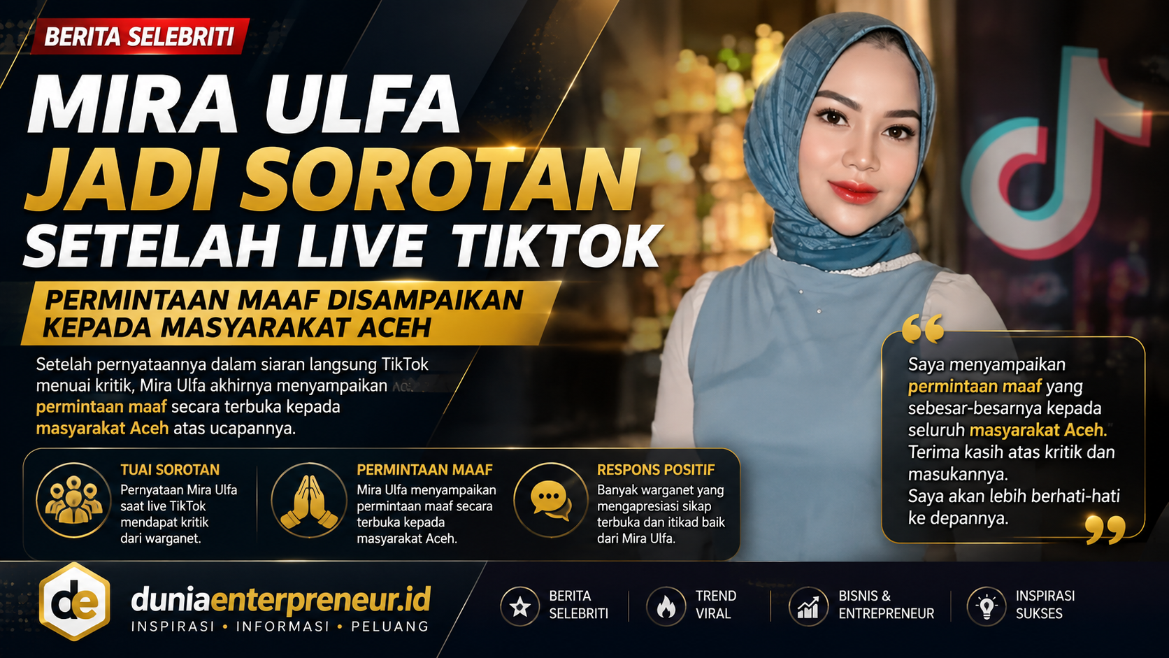 Mira Ulfa Jadi Sorotan Setelah Live TikTok, Permintaan Maaf Disampaikan kepada Masyarakat Aceh
