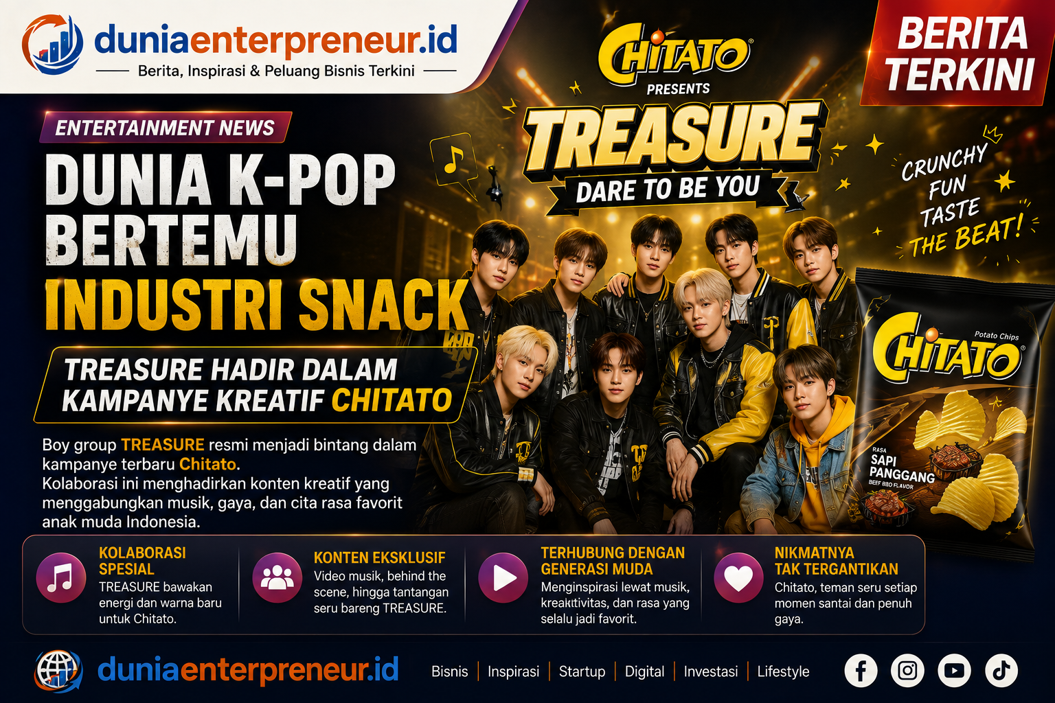Dunia K-Pop Bertemu Industri Snack, TREASURE Hadir dalam Kampanye Kreatif Chitato