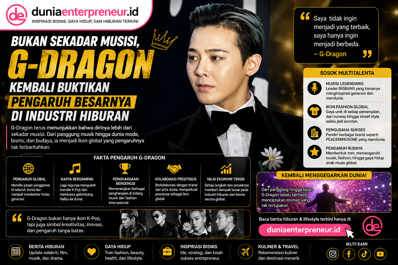 Bukan Sekadar Musisi, G-Dragon Kembali Buktikan Pengaruh Besarnya di Industri Hiburan