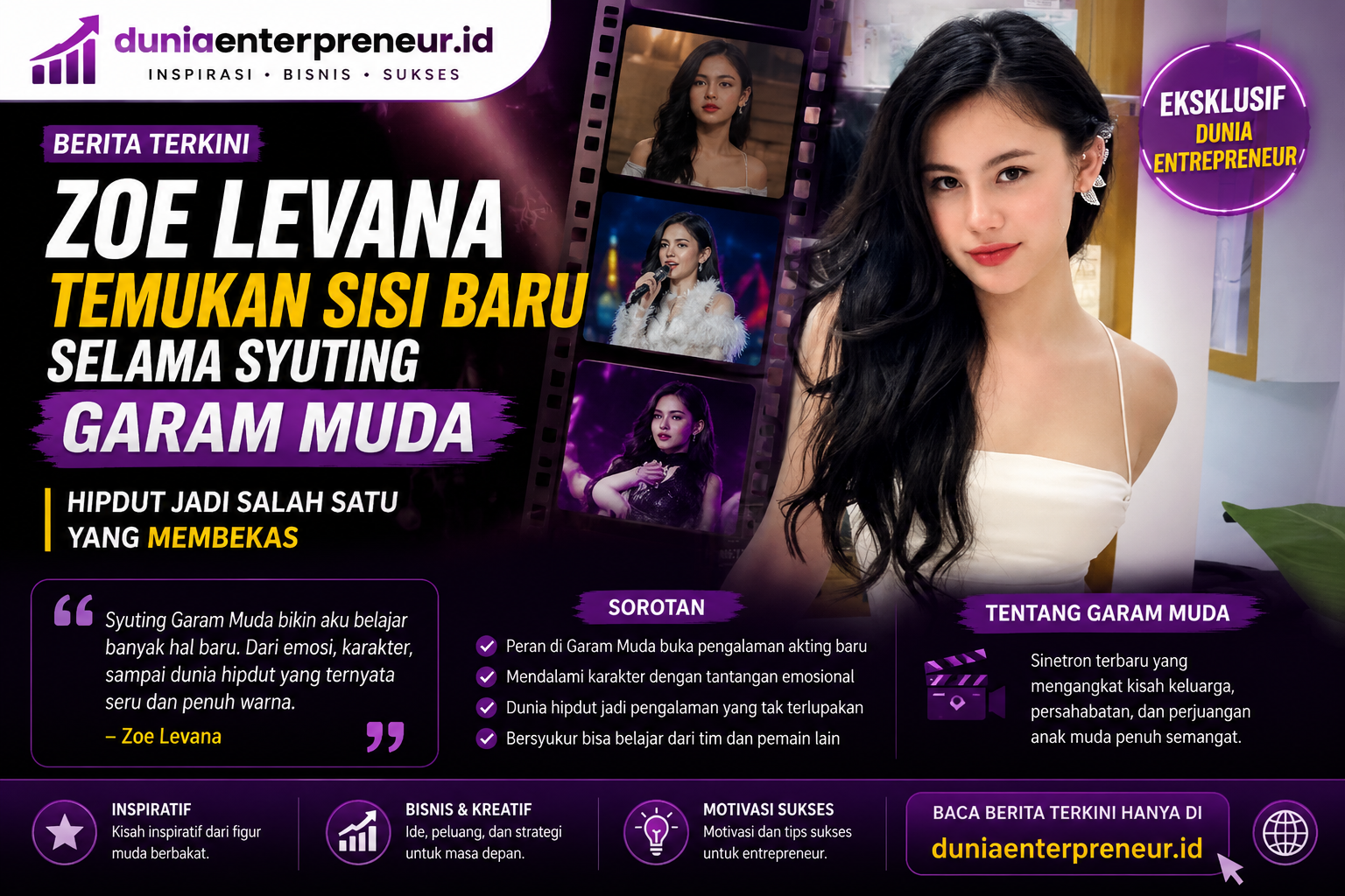 Zoe Levana Temukan Sisi Baru Selama Syuting Garam Muda, Hipdut Jadi Salah Satu yang Membekas
