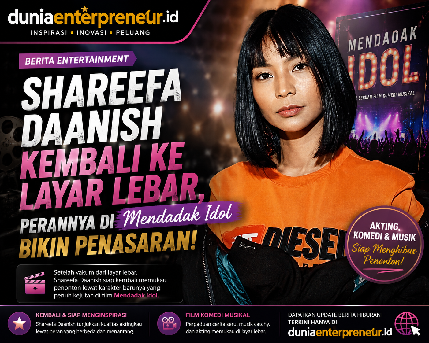 Shareefa Daanish Kembali ke Layar Lebar, Perannya di Mendadak Idol Bikin Penasaran