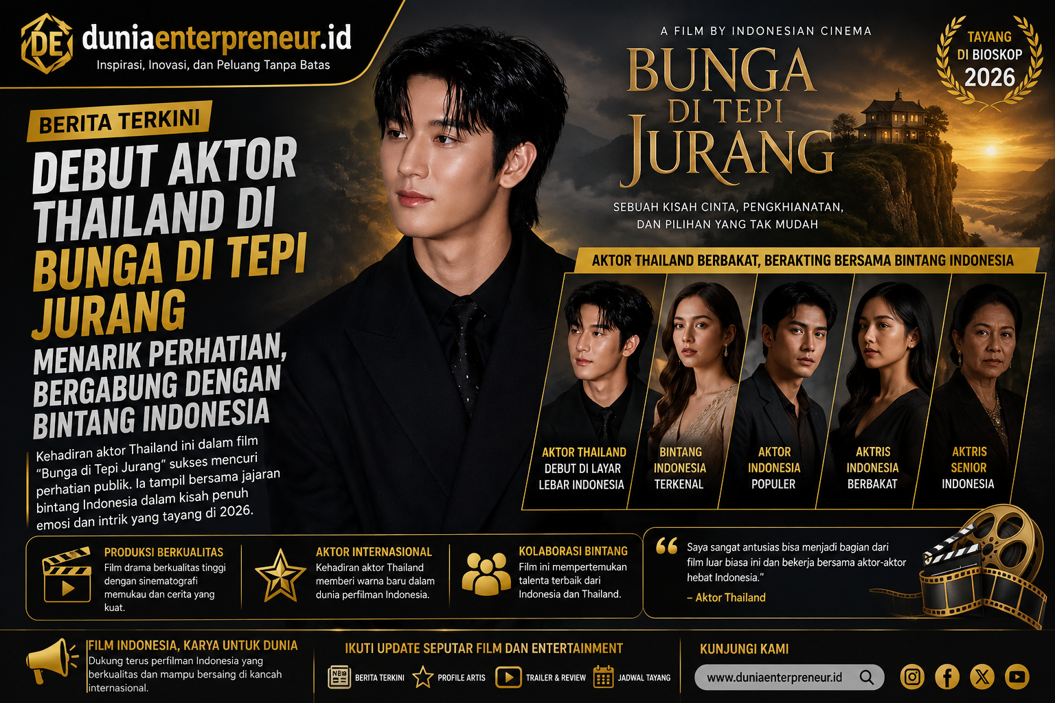 Debut Aktor Thailand di Bunga di Tepi Jurang Menarik Perhatian, Bergabung dengan Bintang Indonesia
