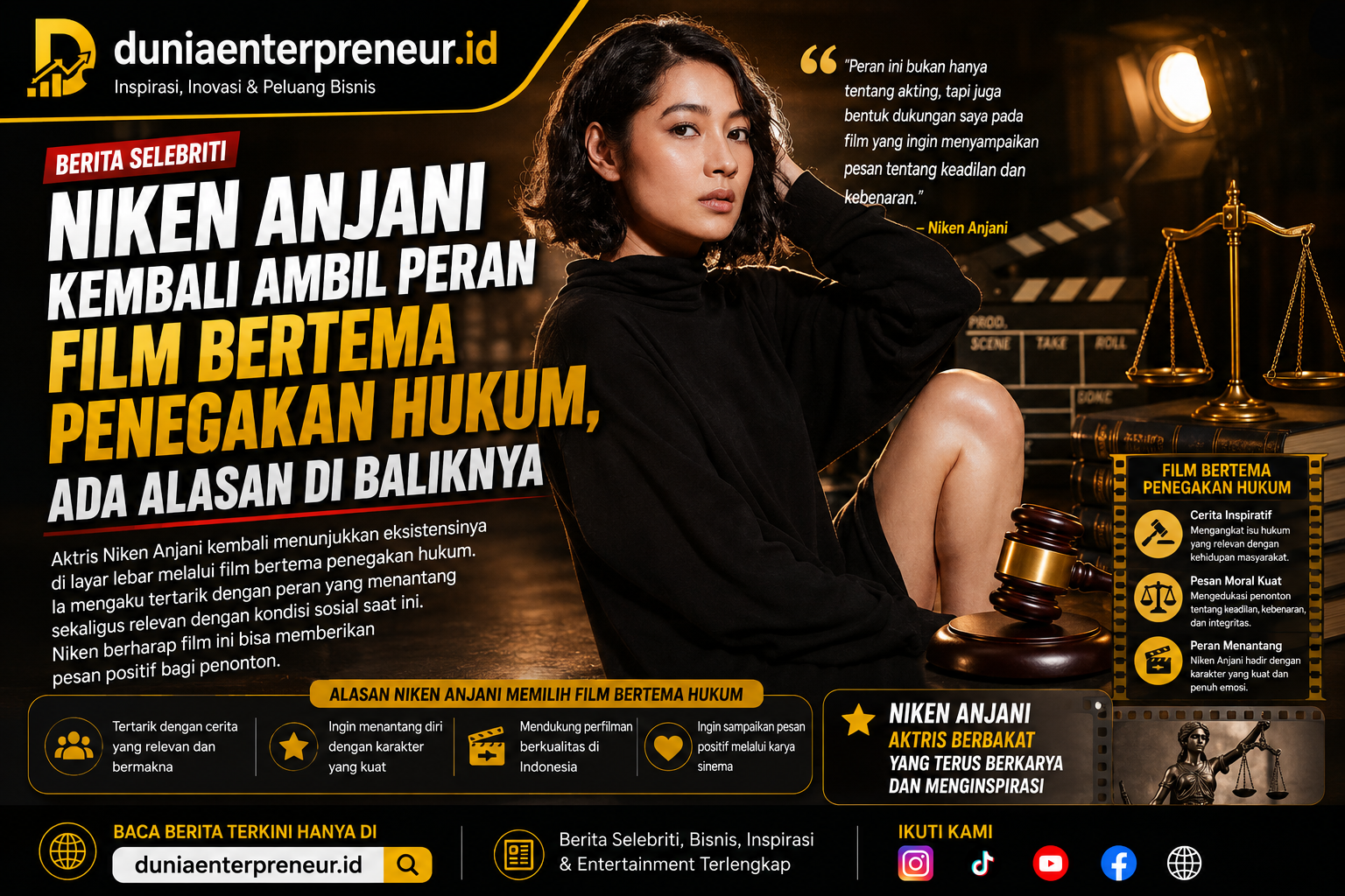 Niken Anjani Kembali Ambil Peran Film Bertema Penegakan Hukum, Ada Alasan di Baliknya