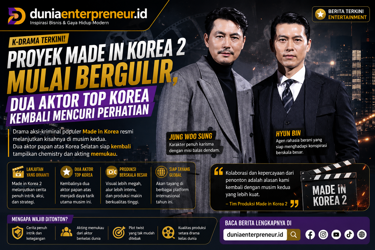 Proyek Made in Korea 2 Mulai Bergulir, Dua Aktor Top Korea Kembali Mencuri Perhatian
