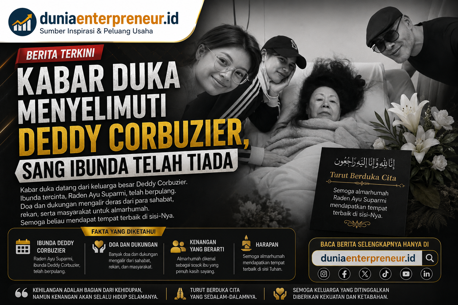 Kabar Duka Menyelimuti Deddy Corbuzier, Sang Ibunda Telah Tiada
