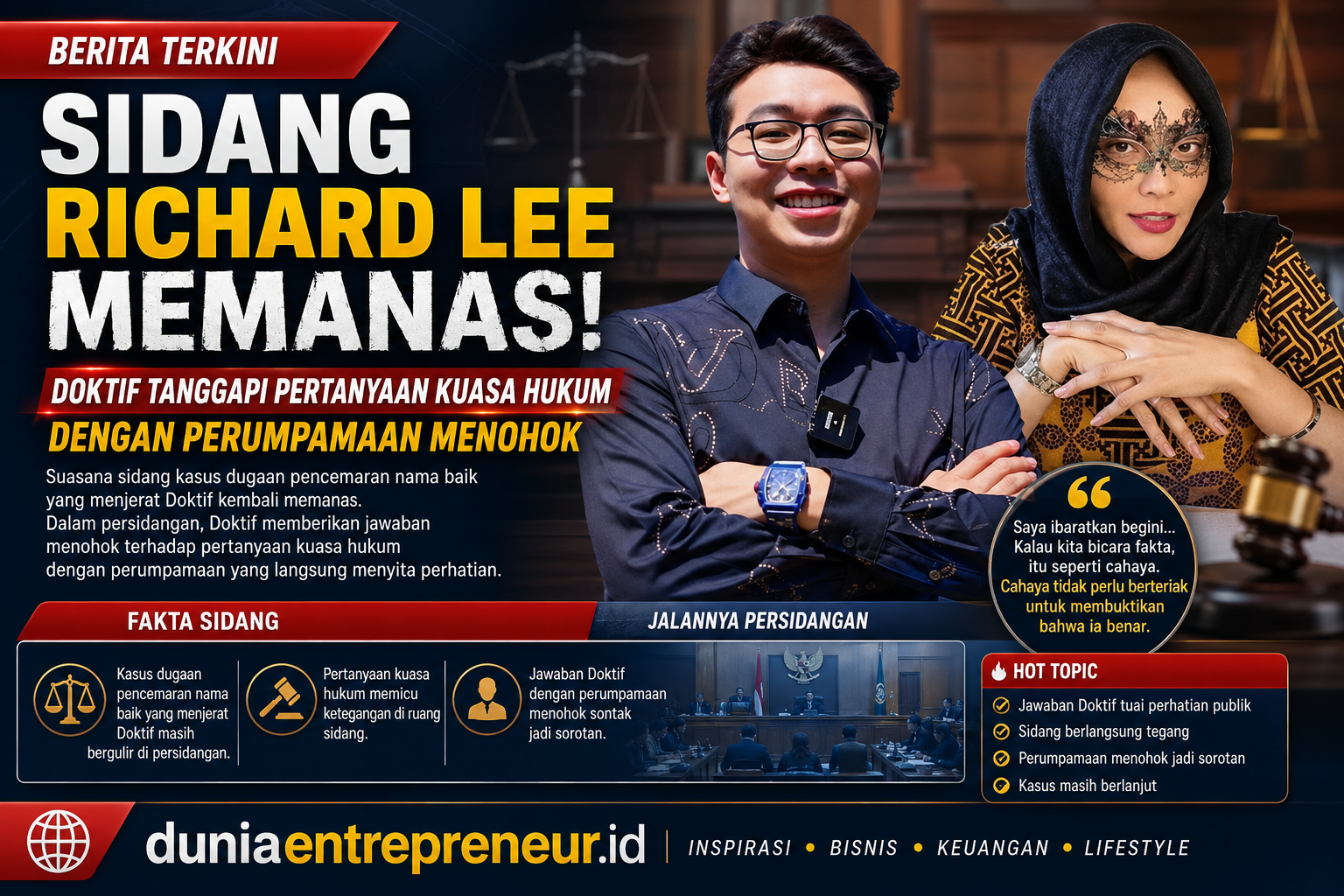 Sidang Richard Lee Memanas, Doktif Tanggapi Pertanyaan Kuasa Hukum dengan Perumpamaan Menohok