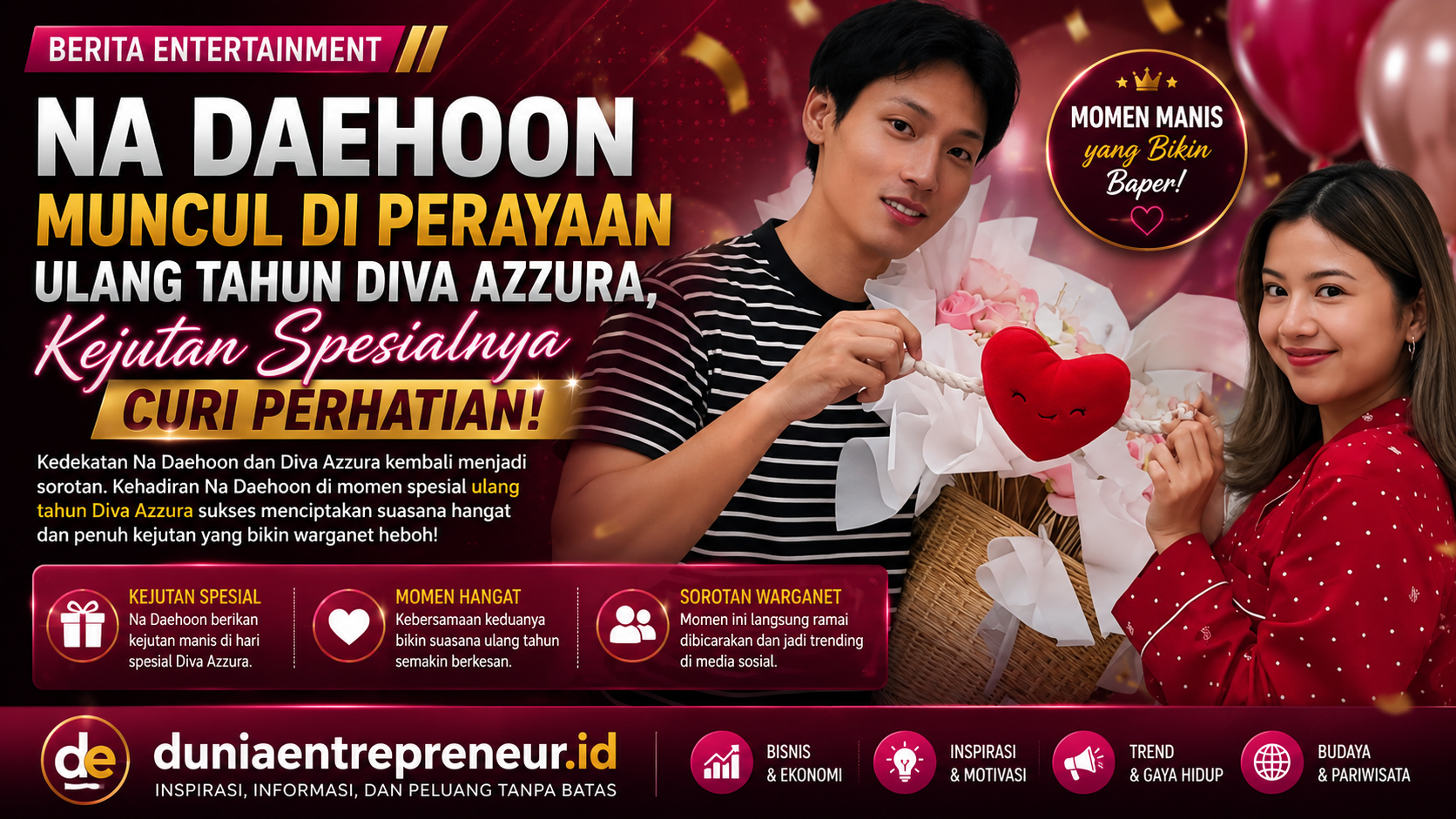 Na Daehoon Muncul di Perayaan Ulang Tahun Diva Azzura, Kejutan Spesialnya Curi Perhatian