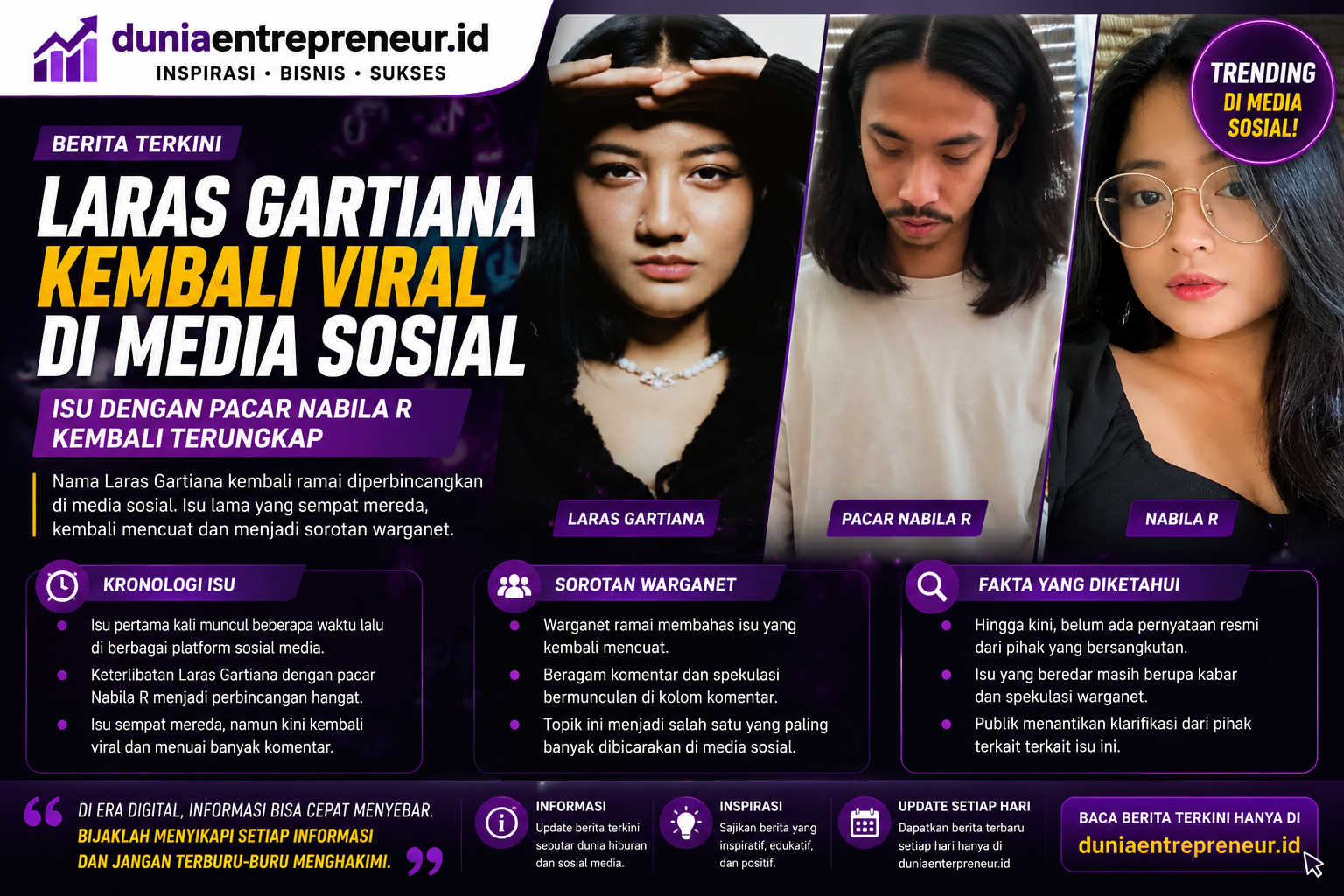 Laras Gartiana Kembali Viral di Media Sosial, Isu dengan Pacar Nabila R Kembali Terungkap