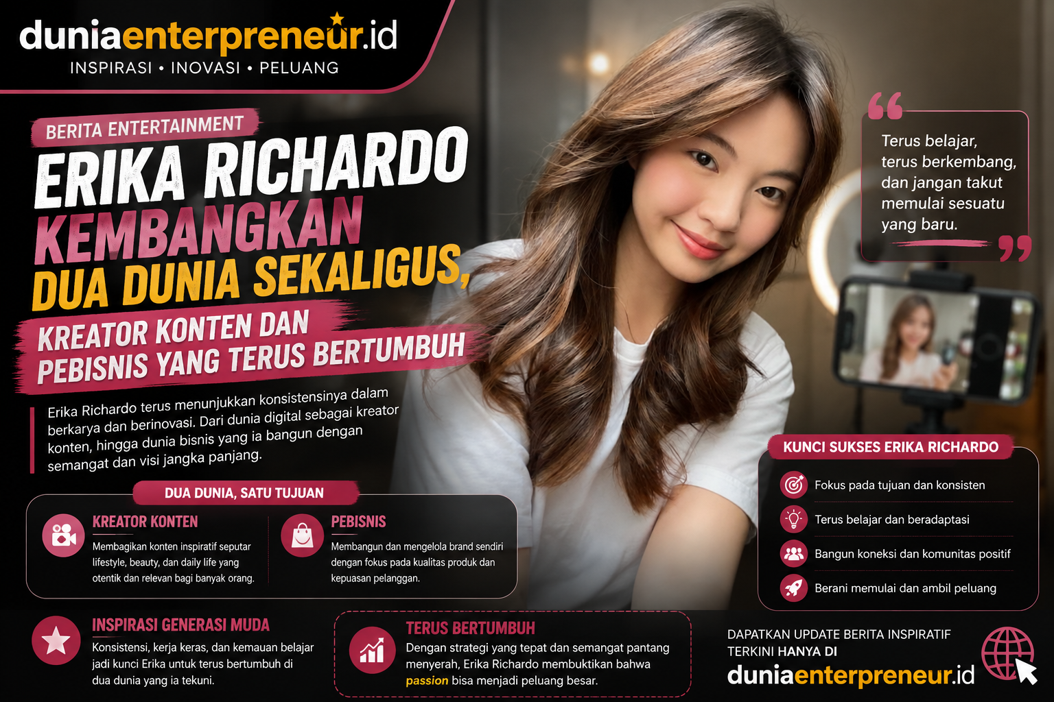 Erika Richardo Kembangkan Dua Dunia Sekaligus, Kreator Konten dan Pebisnis yang Terus Bertumbuh