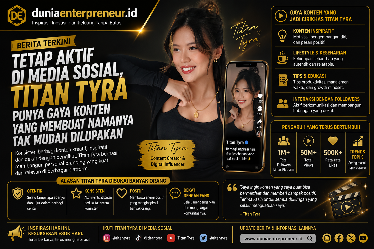 Tetap Aktif di Media Sosial, Titan Tyra Punya Gaya Konten yang Membuat Namanya Tak Mudah Dilupakan