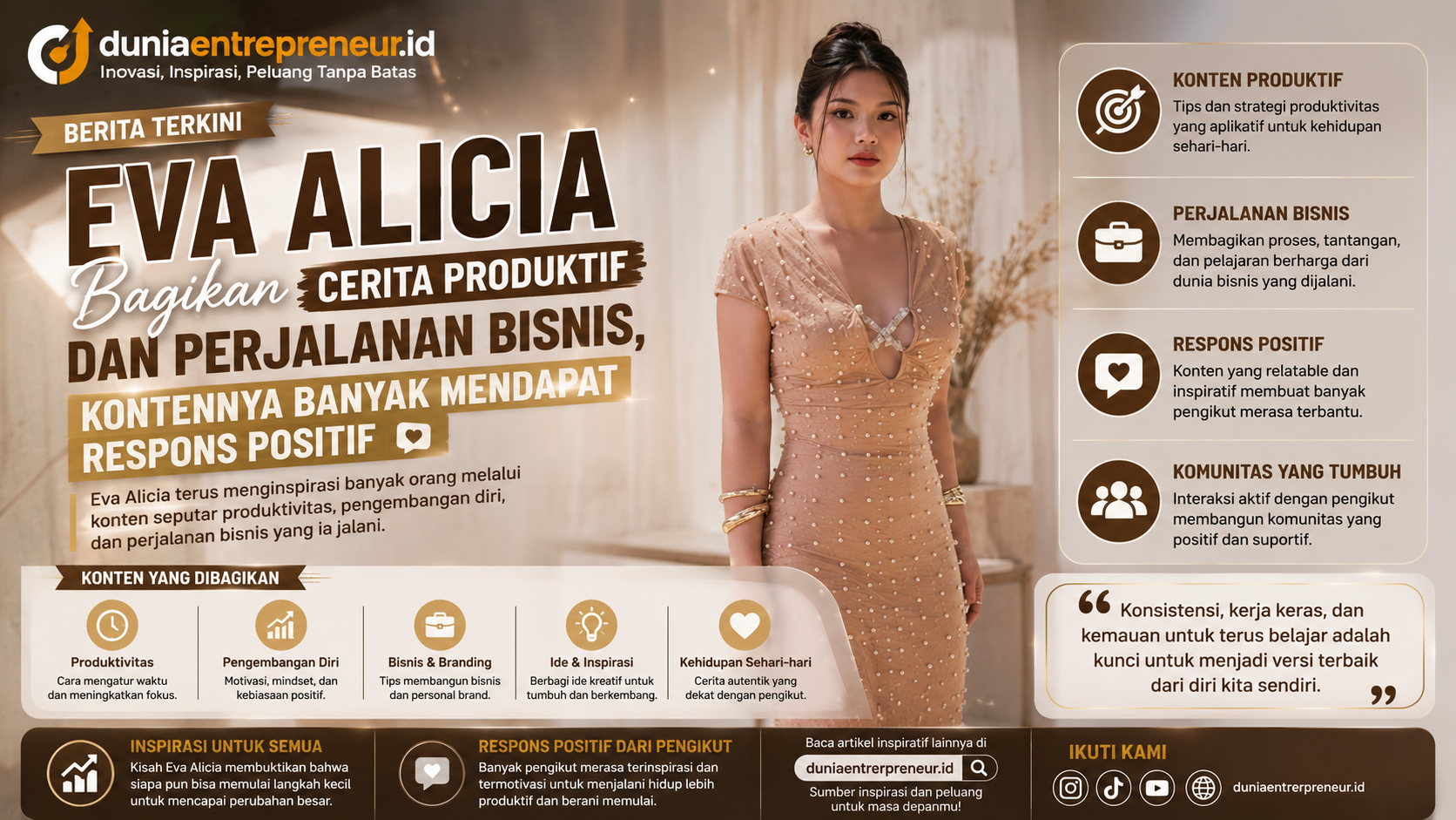 Eva Alicia Bagikan Cerita Produktif dan Perjalanan Bisnis, Kontennya Banyak Mendapat Respons Positif