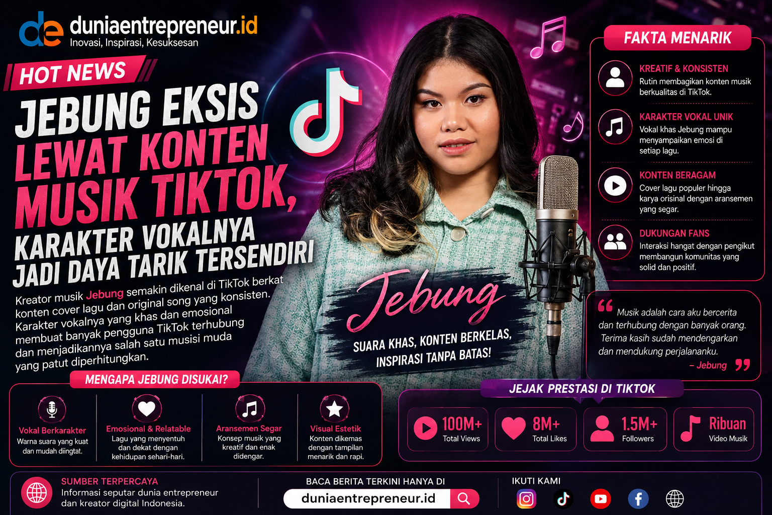 Jebung Eksis Lewat Konten Musik TikTok, Karakter Vokalnya Jadi Daya Tarik Tersendiri