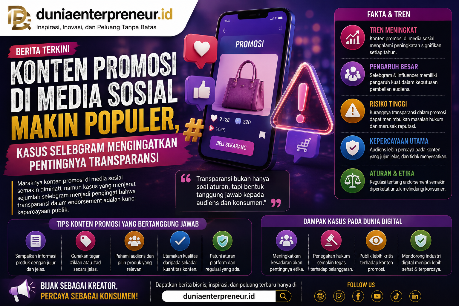 Konten Promosi di Media Sosial Makin Populer, Kasus Selebgram Mengingatkan Pentingnya Transparansi