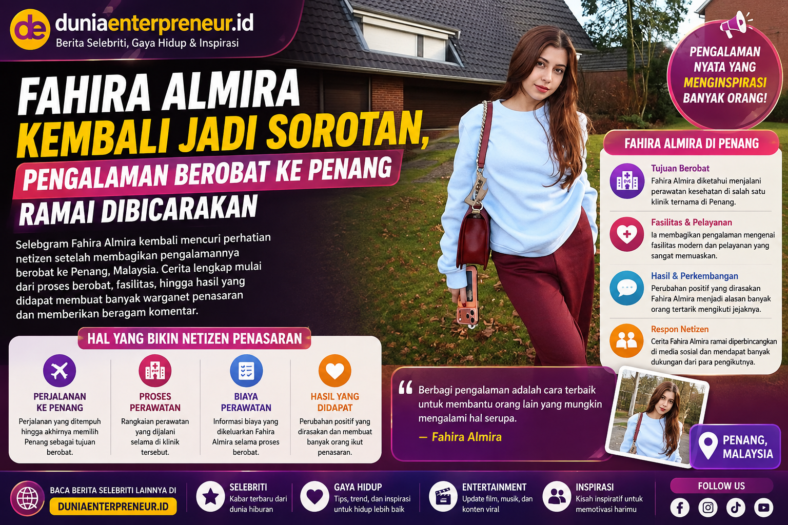 Fahira Almira Kembali Jadi Sorotan, Pengalaman Berobat ke Penang Ramai Dibicarakan