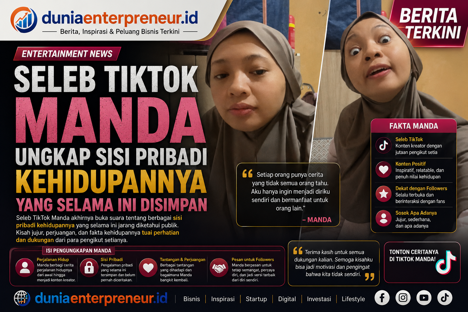 Seleb TikTok Manda Ungkap Sisi Pribadi Kehidupannya yang Selama Ini Disimpan