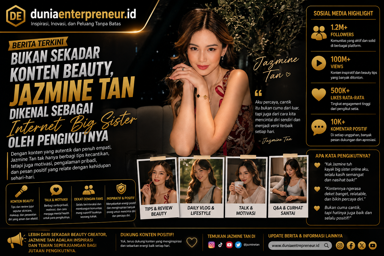 Bukan Sekadar Konten Beauty, Jazmine Tan Dikenal sebagai Internet Big Sister oleh Pengikutnya