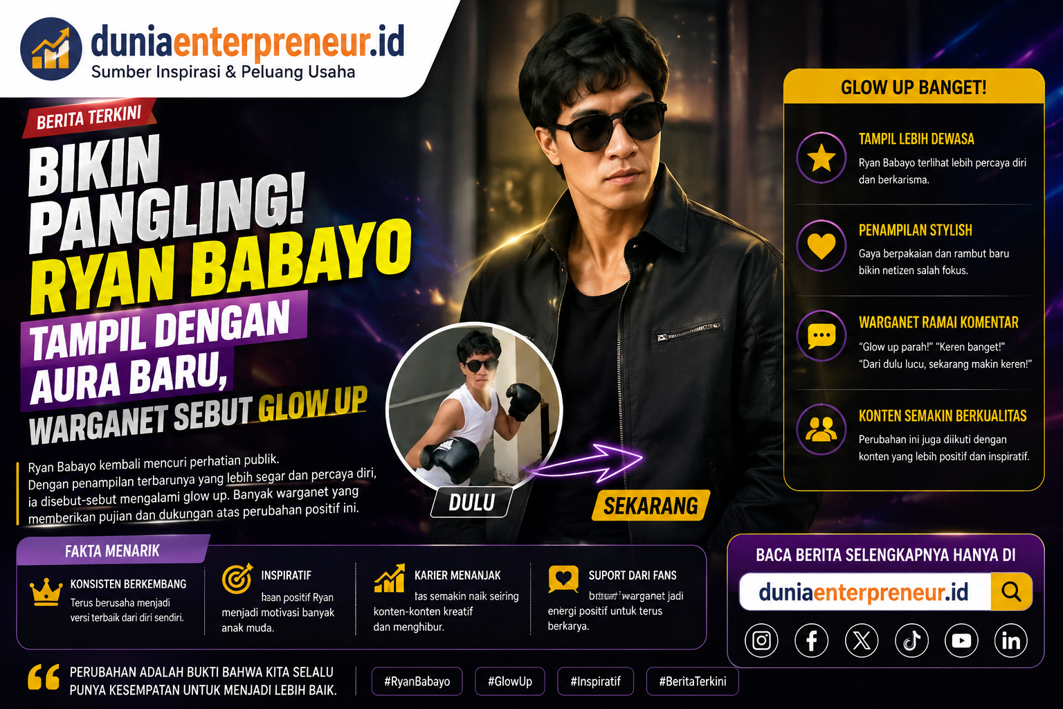 Bikin Pangling! Ryan Babayo Tampil dengan Aura Baru, Warganet Sebut Glow Up