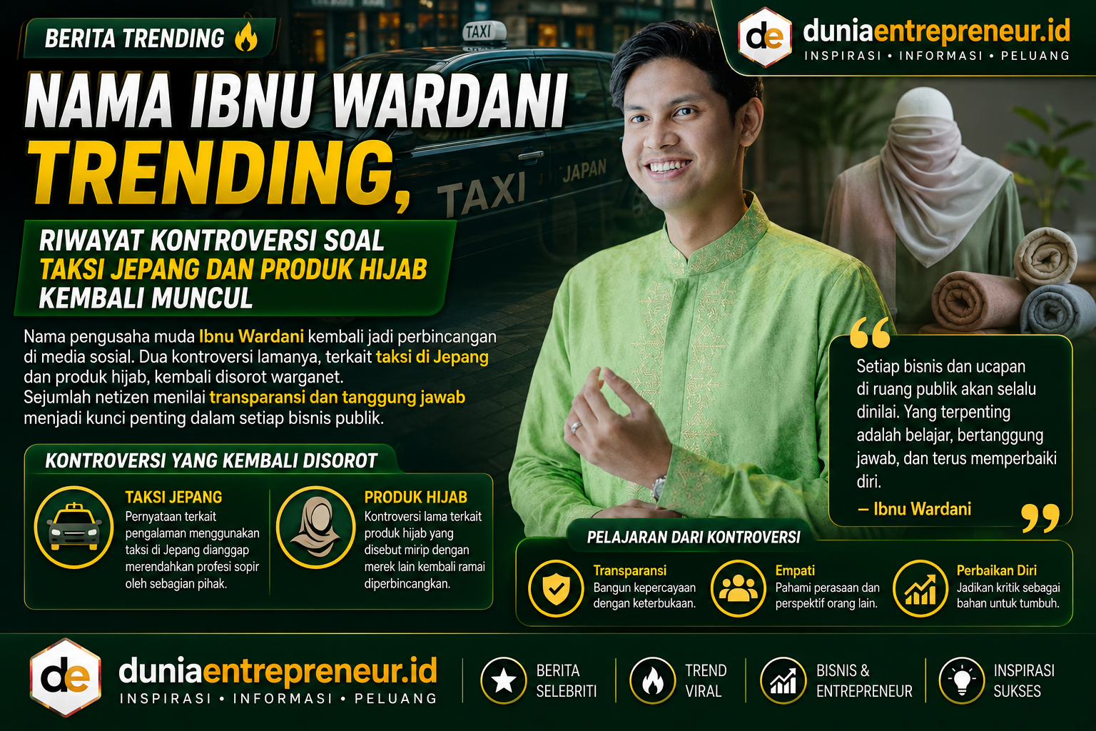 Nama Ibnu Wardani Trending, Riwayat Kontroversi soal Taksi Jepang dan Produk Hijab Kembali Muncul
