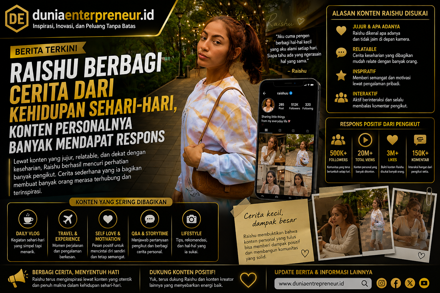 Raishu Berbagi Cerita dari Kehidupan Sehari-hari, Konten Personalnya Banyak Mendapat Respons