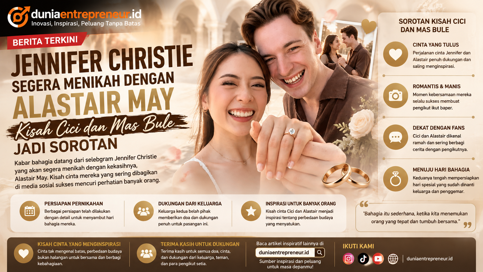 Jennifer Christie Segera Menikah dengan Alastair May, Kisah Cici dan Mas Bule Jadi Sorotan