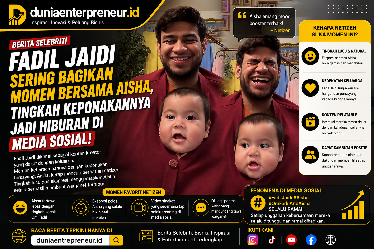 Fadil Jaidi Sering Bagikan Momen Bersama Aisha, Tingkah Keponakannya Jadi Hiburan di Media Sosial
