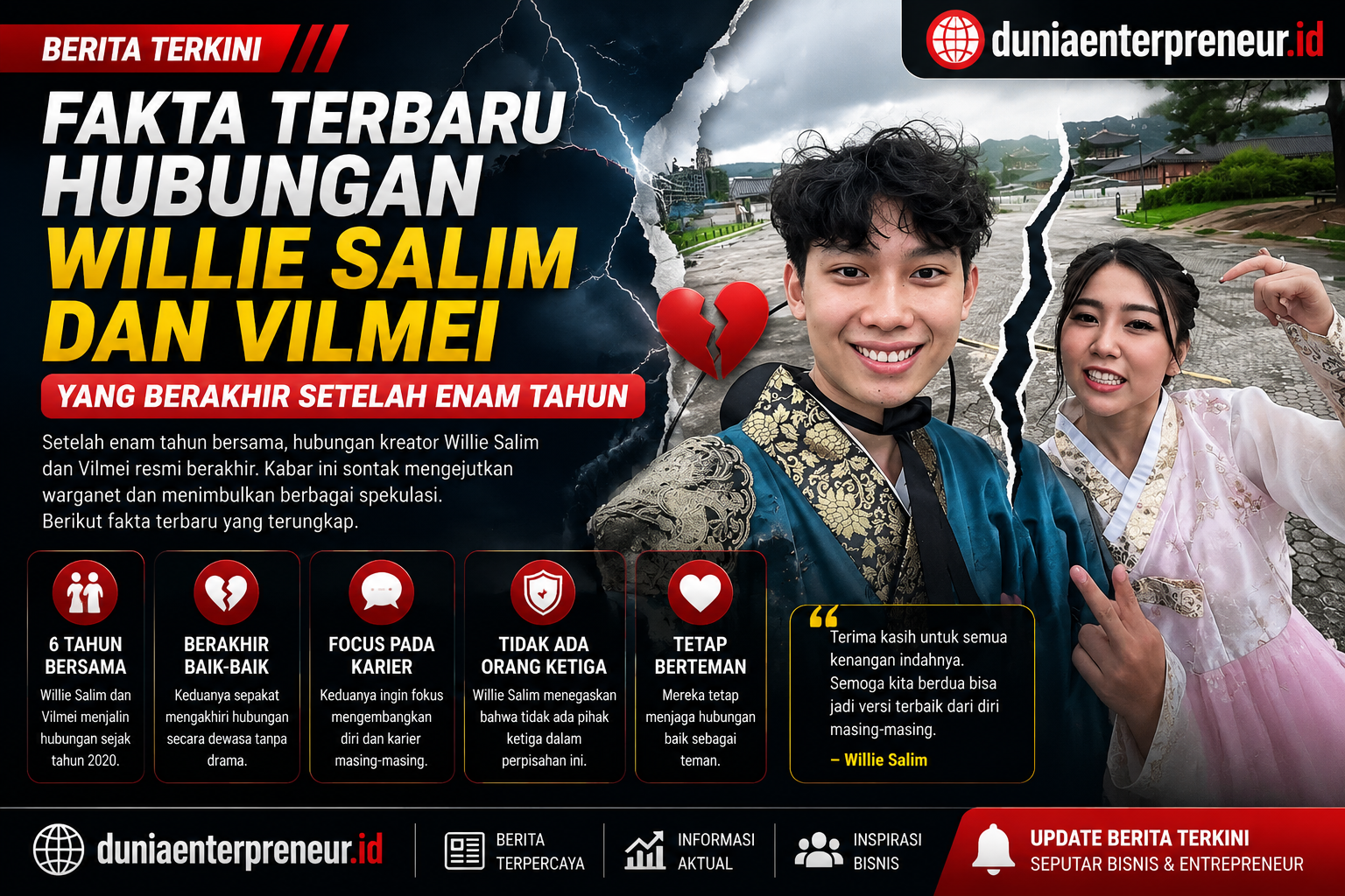 Fakta Terbaru Hubungan Willie Salim dan Vilmei yang Berakhir Setelah Enam Tahun