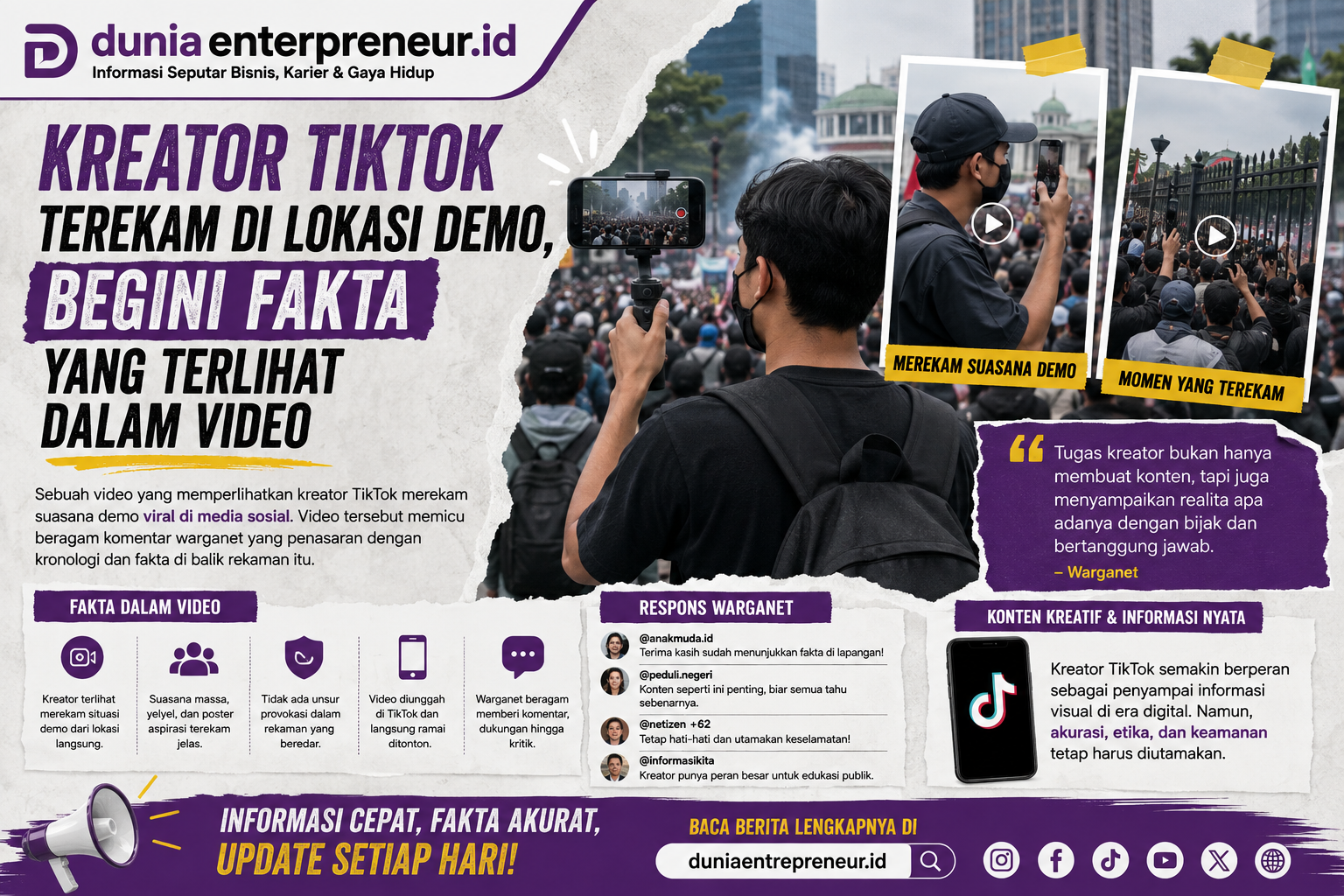 Kreator TikTok Terekam di Lokasi Demo, Begini Fakta yang Terlihat dalam Video