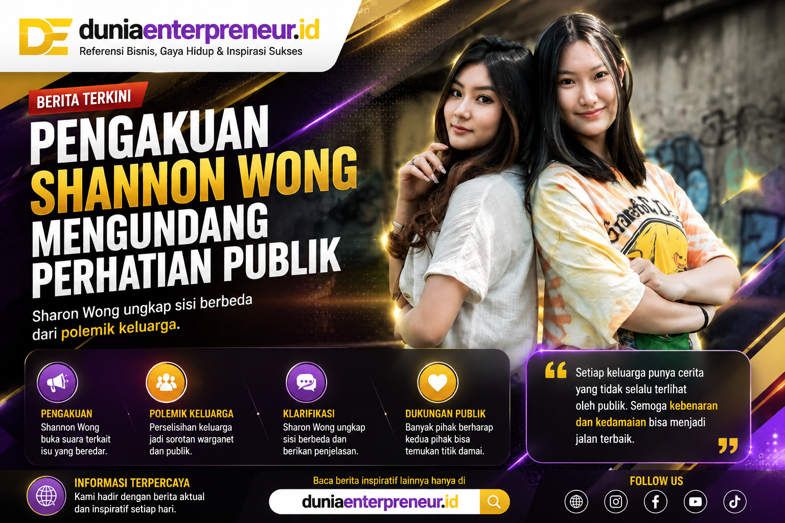 Pengakuan Shannon Wong Mengundang Perhatian Publik, Sharon Wong Ungkap Sisi Berbeda dari Polemik Keluarga