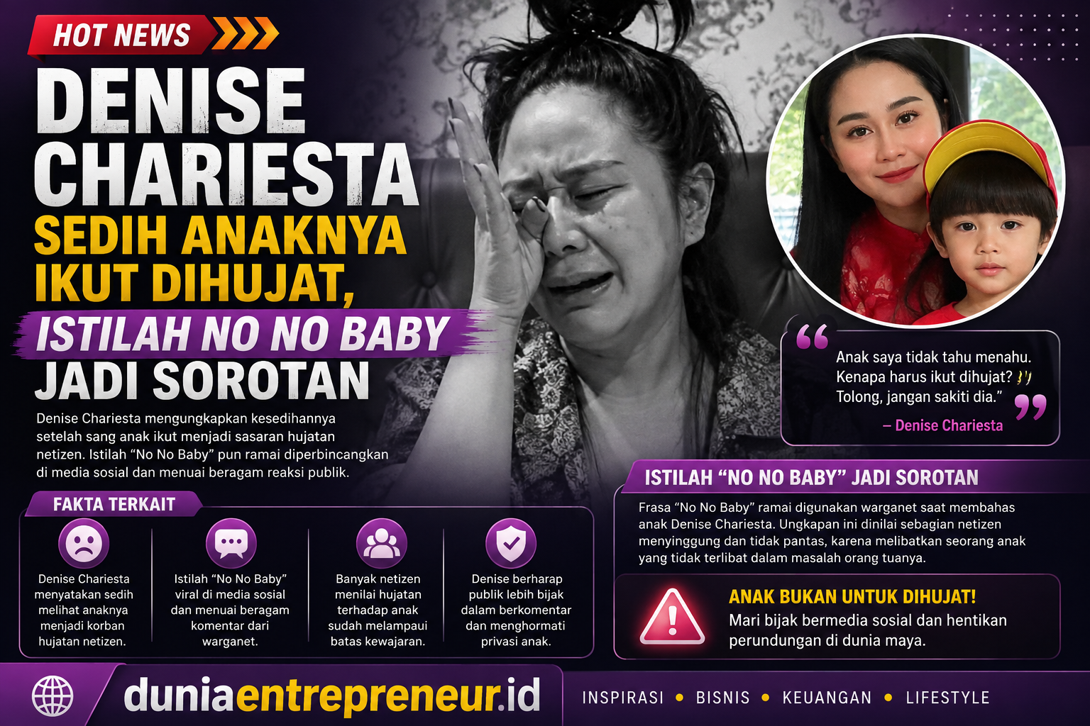 Denise Chariesta Sedih Anaknya Ikut Dihujat, Istilah No No Baby Jadi Sorotan