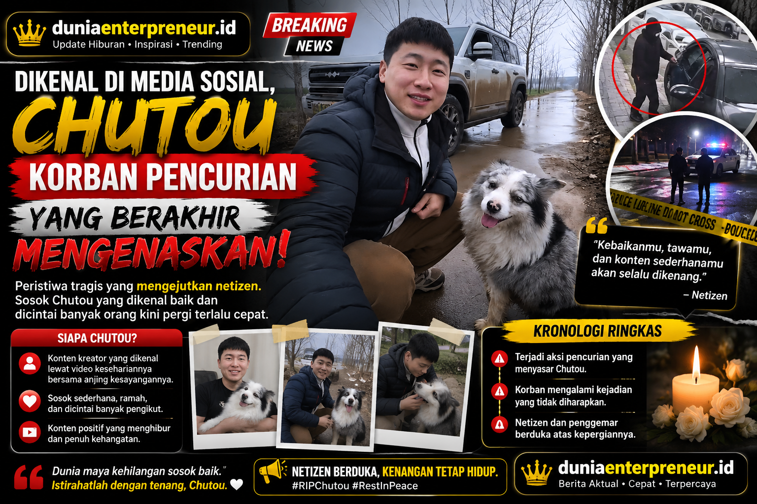 Dikenal di Media Sosial, Chutou Justru Menjadi Korban Pencurian yang Berakhir Tragis
