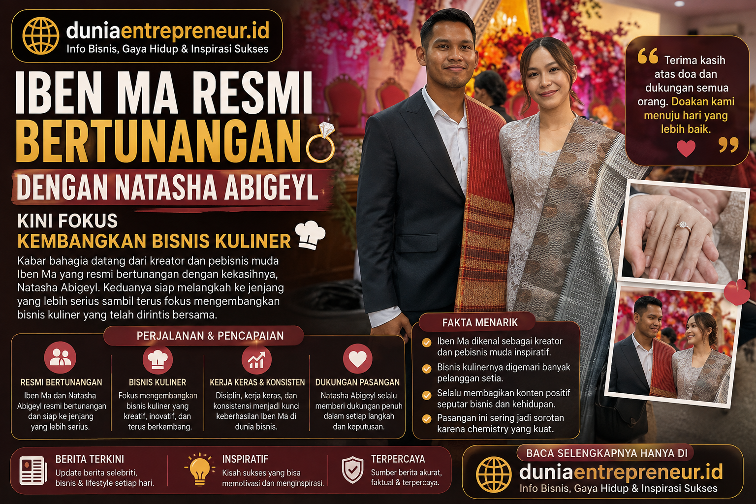 Iben Ma Resmi Bertunangan dengan Natasha Abigeyl, Kini Fokus Mengembangkan Bisnis Kuliner