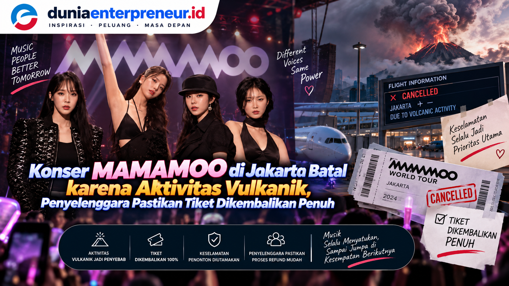 Konser MAMAMOO di Jakarta Batal karena Aktivitas Vulkanik, Penyelenggara Pastikan Tiket Dikembalikan Penuh
