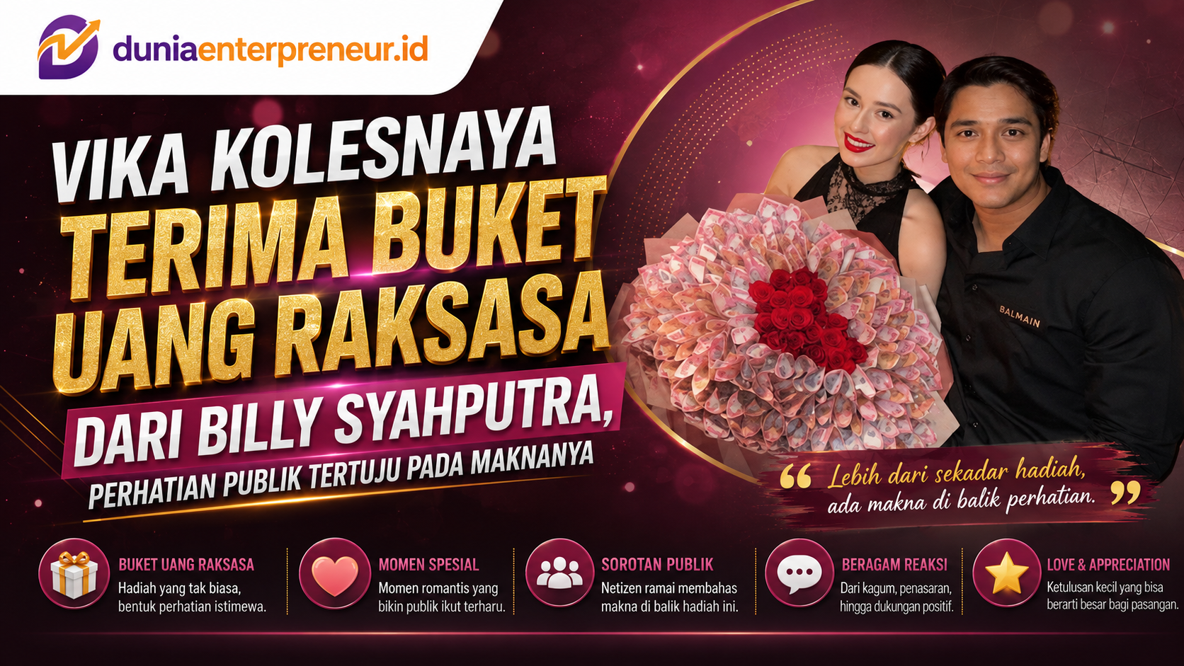 Vika Kolesnaya Terima Buket Uang Raksasa dari Billy Syahputra, Perhatian Publik Tertuju pada Maknanya