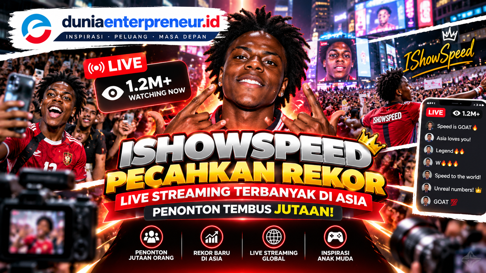 IshowSpeed Pecahkan Rekor Live Streaming Terbanyak di Asia, Penonton Tembus Jutaan!