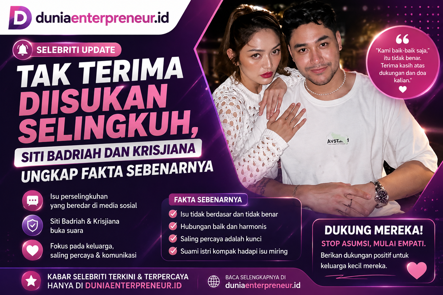 Tak Terima Diisukan Selingkuh, Siti Badriah dan Krisjiana Ungkap Fakta Sebenarnya