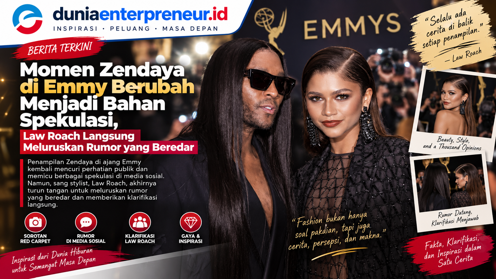 Momen Zendaya di Emmy Berubah Menjadi Bahan Spekulasi, Law Roach Langsung Meluruskan Rumor yang Beredar