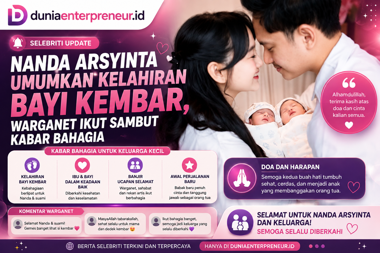 Nanda Arsyinta Umumkan Kelahiran Bayi Kembar, Warganet Ikut Sambut Kabar Bahagia