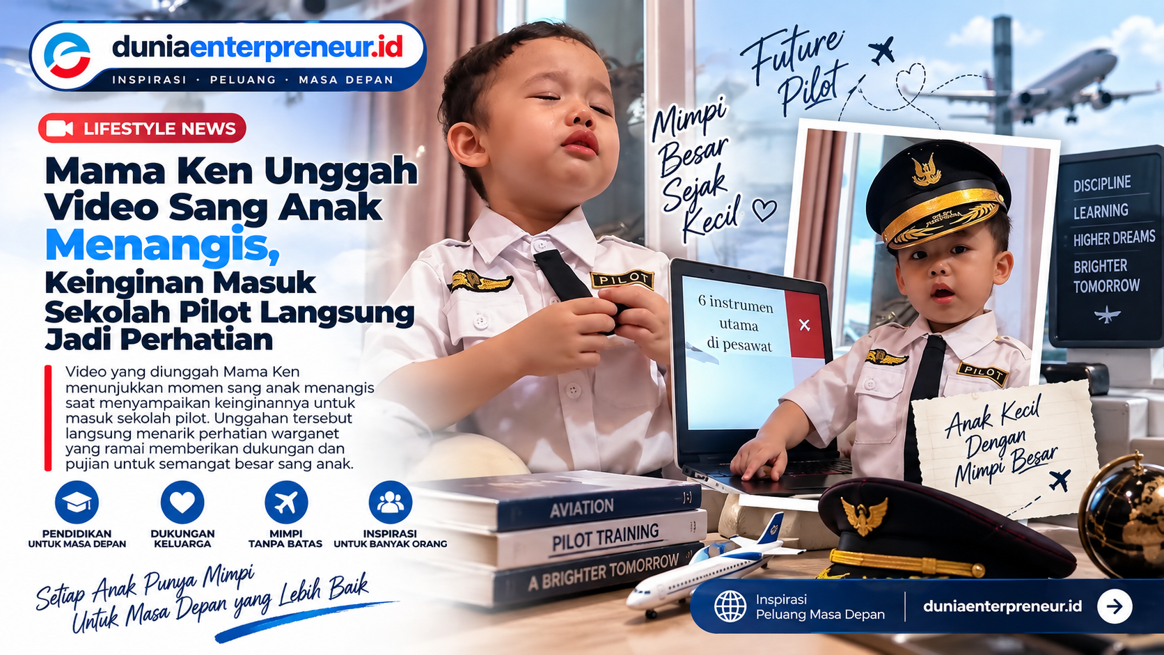 Mama Ken Unggah Video Sang Anak Menangis, Keinginan Masuk Sekolah Pilot Langsung Jadi Perhatian