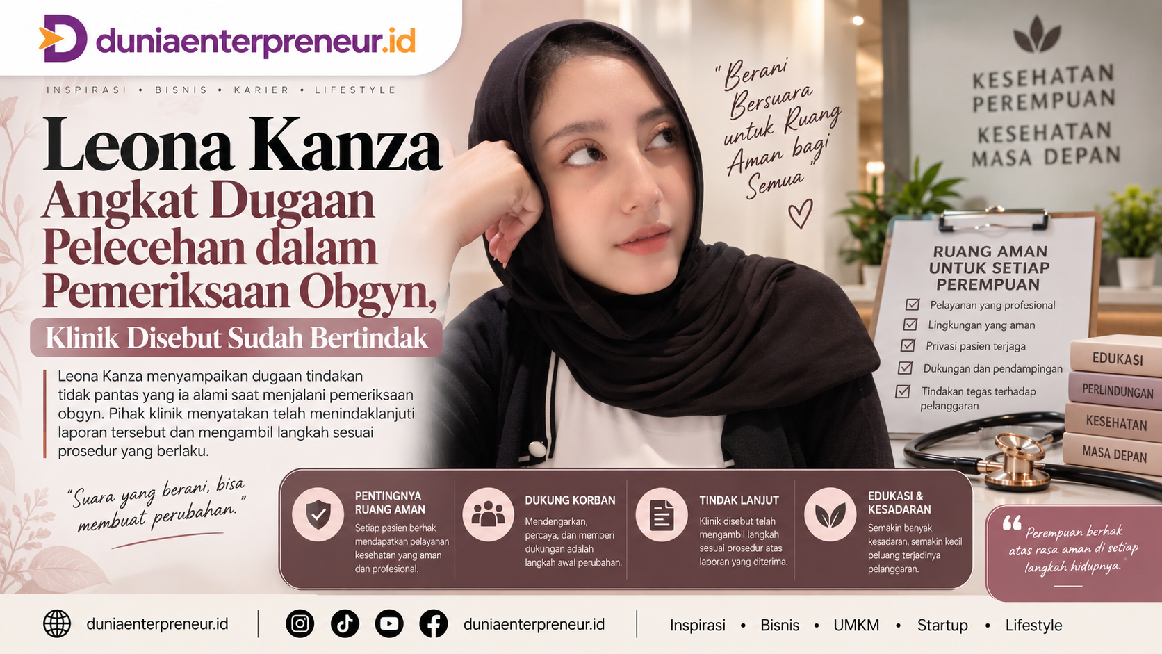 Leona Kanza Angkat Dugaan Pelecehan dalam Pemeriksaan Obgyn, Klinik Disebut Sudah Bertindak
