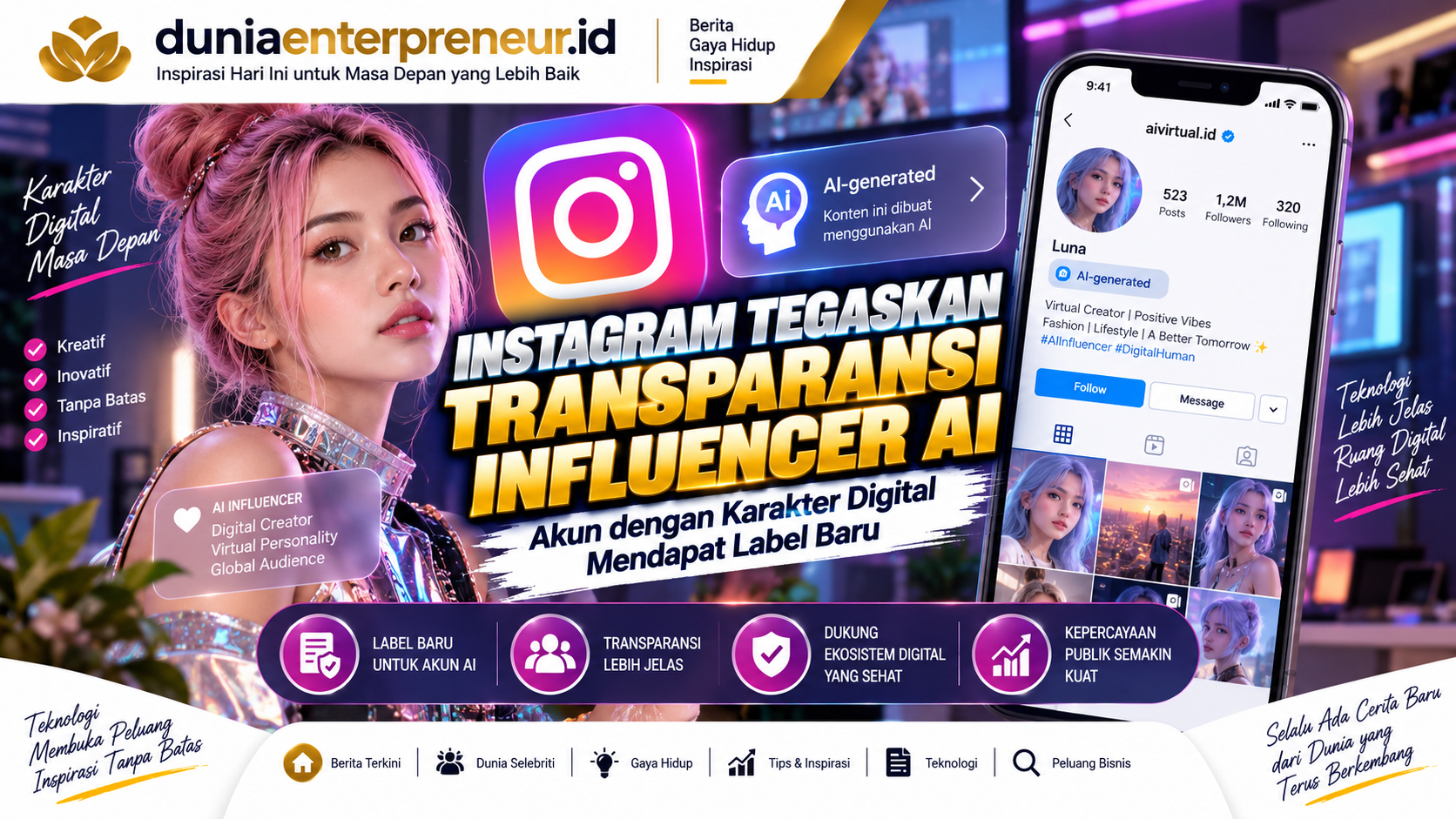 Instagram Tegaskan Transparansi Influencer AI, Akun dengan Karakter Digital Mendapat Label Baru