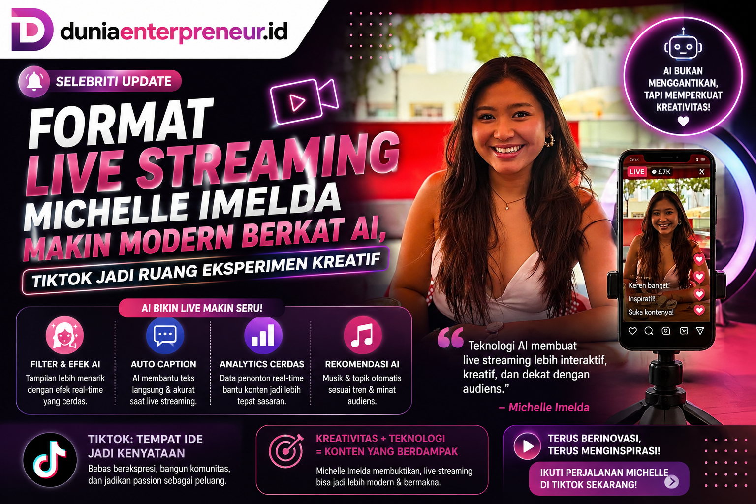 Format Live Streaming Michelle Imelda Makin Modern Berkat AI, TikTok Jadi Ruang Eksperimen Kreatif