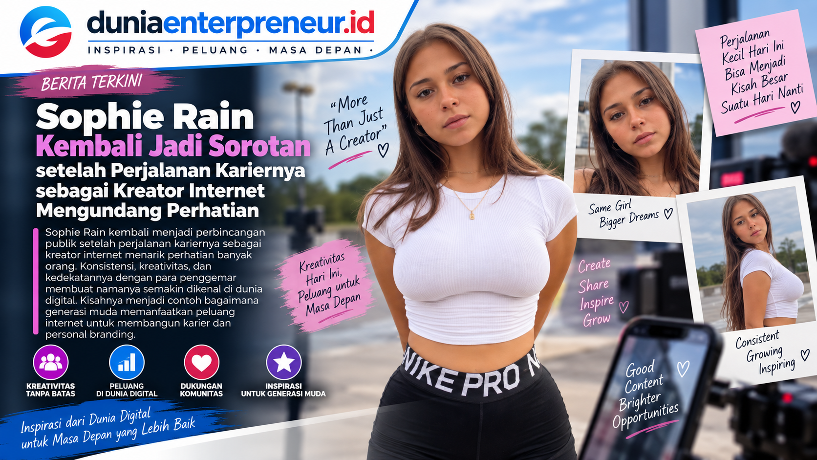 Sophie Rain Kembali Jadi Sorotan setelah Perjalanan Kariernya sebagai Kreator Internet Mengundang Perhatian