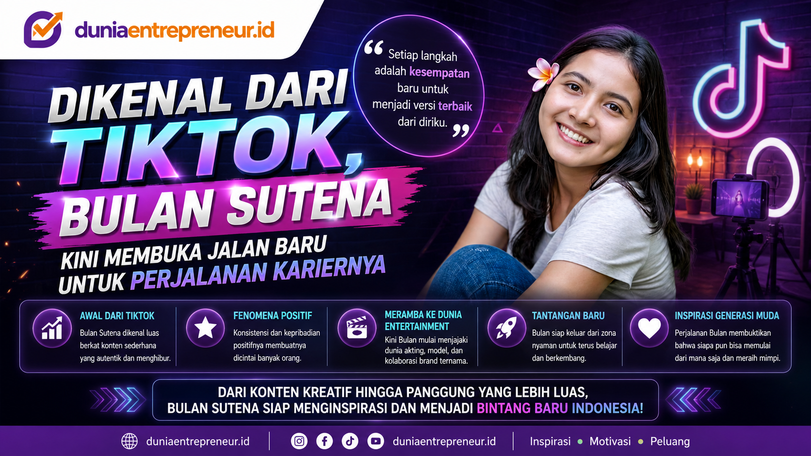 Dikenal dari TikTok, Bulan Sutena Kini Membuka Jalan Baru untuk Perjalanan Kariernya