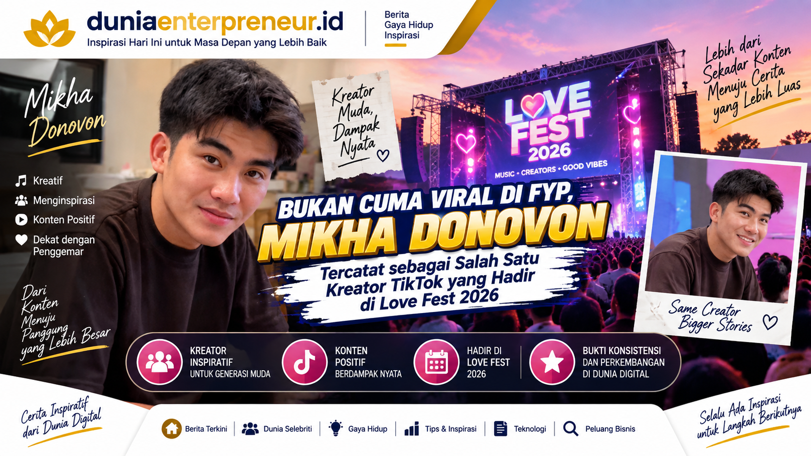 Bukan Cuma Viral di FYP, Mikha Donovon Tercatat sebagai Salah Satu Kreator TikTok yang Hadir di Love Fest 2026