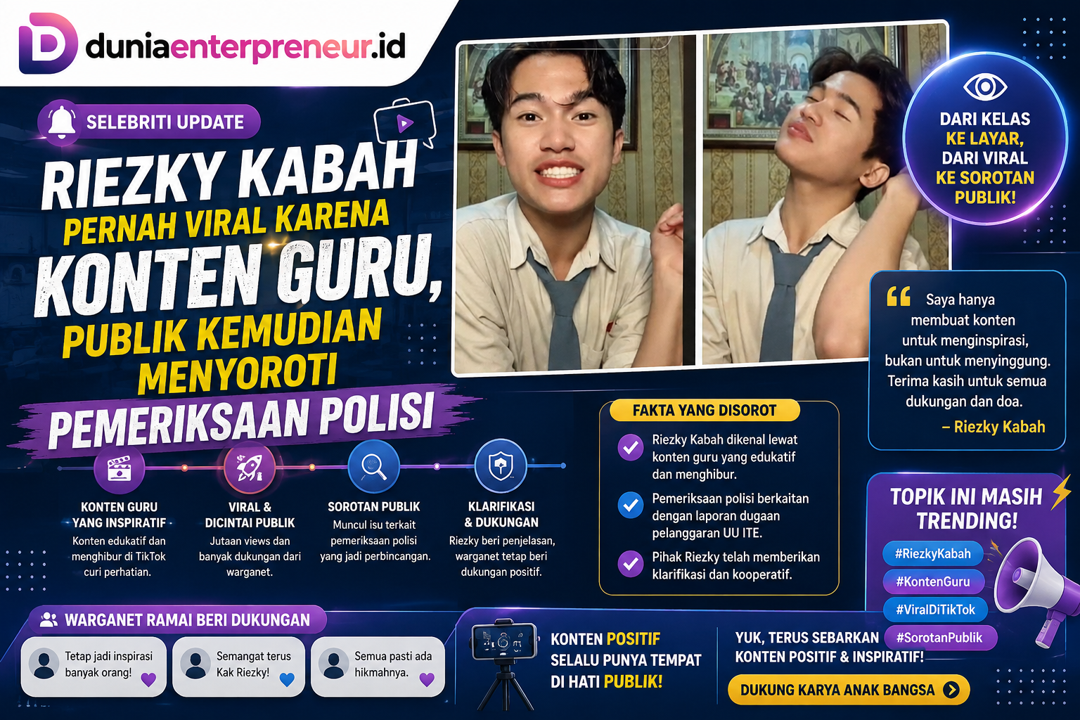 Riezky Kabah Pernah Viral karena Konten Guru, Publik Kemudian Menyoroti Pemeriksaan Polisi