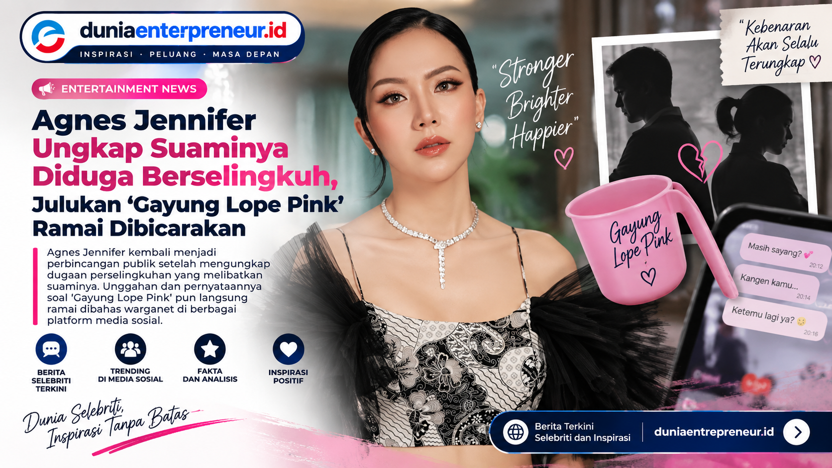 Agnes Jennifer Ungkap Suaminya Diduga Berselingkuh, Julukan ‘Gayung Lope Pink’ Ramai Dibicarakan