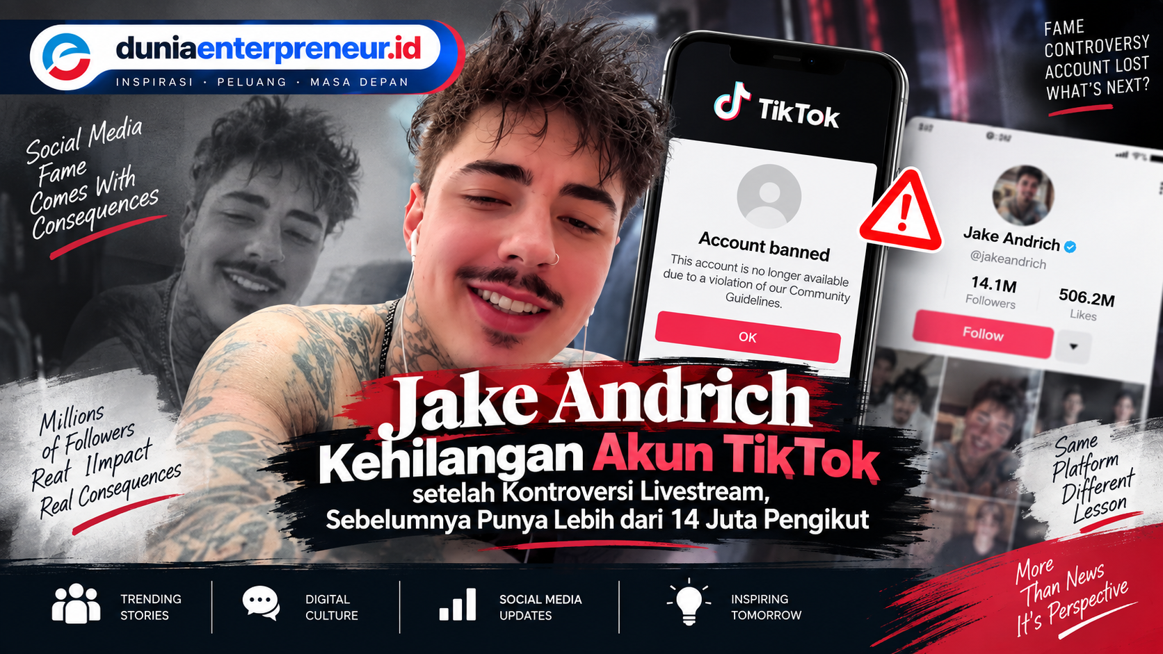 Jake Andrich Kehilangan Akun TikTok setelah Kontroversi Livestream, Sebelumnya Punya Lebih dari 14 Juta Pengikut