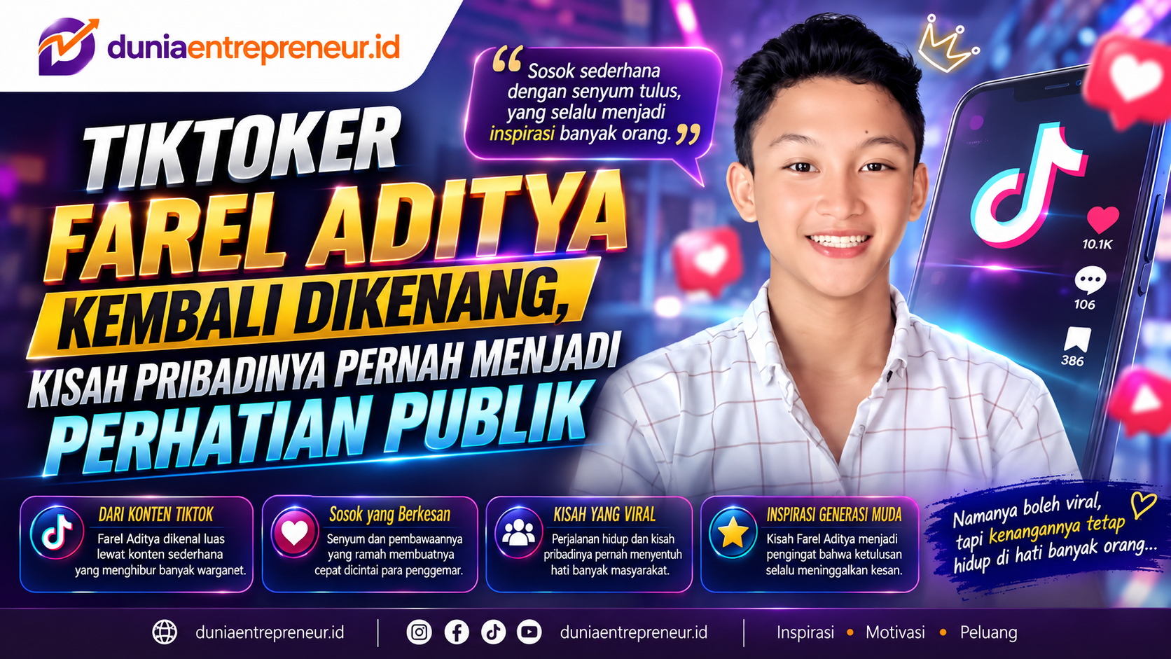 TikToker Farel Aditya Kembali Dikenang, Kisah Pribadinya Pernah Menjadi Perhatian Publik